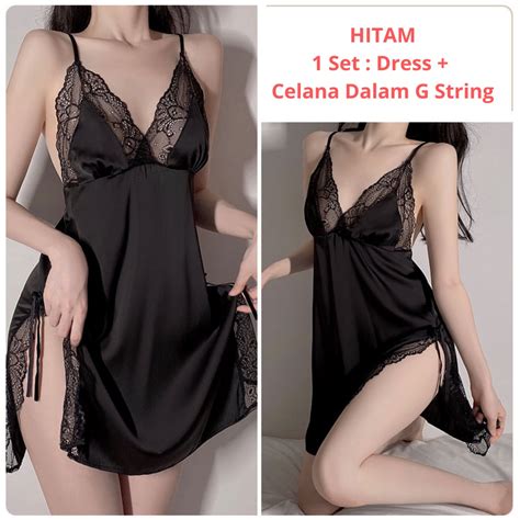 Jual Gaun Malam Seksi Lingerie Seksi Baju Tidur Lace Seksi Free Celana Dalam G String 245