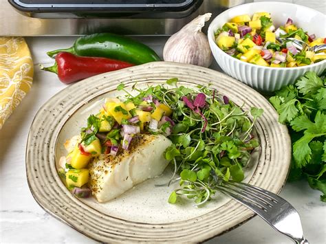 Air Fryer White Fish with Spicy Mango Salsa - Easy Clean Recipes