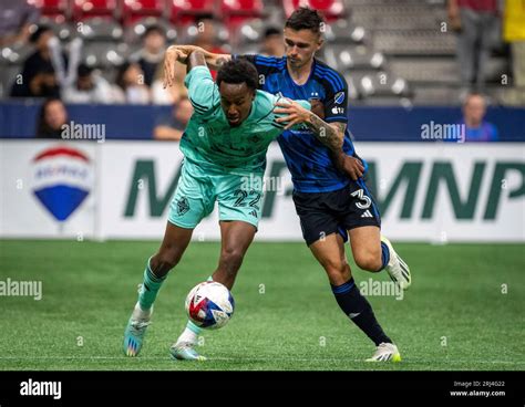 Vancouver Whitecaps Ali Ahmed 22 Defends Against San Jose