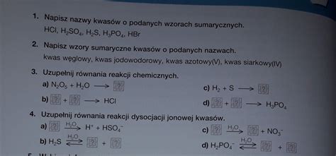 Kartkówka Chemia Klasa 8 Kwasy