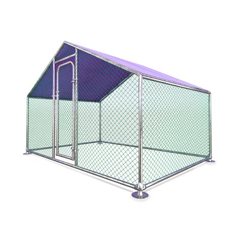 ALEKO Metal DIY Walk-in Chicken Coop/Chicken Run with Purple Waterproof ...