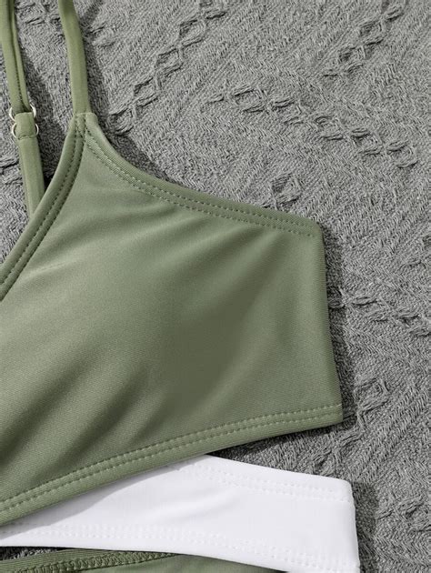 Tween Girl Colorblock Bikini Set With Coconut Tree Print Cover Up Set Summer Beach SHEIN USA