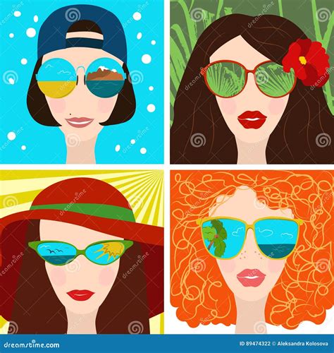 Beautiful Woman In Sunglasses Stock Vector Illustration Of Beauty