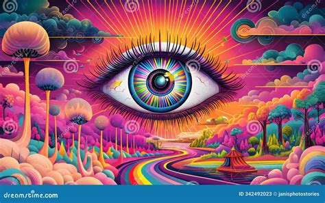 Surreal Eye Illustration In Vivid Colors Mystical Landscape Perfect