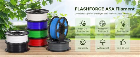 Flashforge 1 75mm ASA 3D Printing Filament 1kg Black