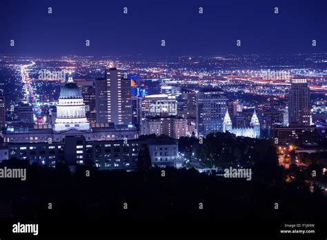 Salt Lake City Skyline Night 4k Midtown Manhattan At Night