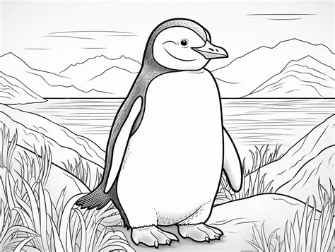 Premium Photo | Simple black and white line art of a penguin for a kids