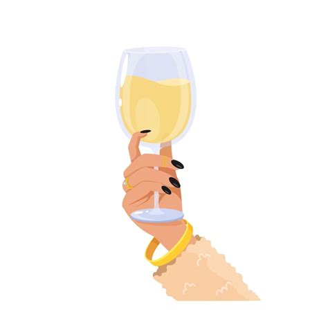 Premium Vector A Woman S Hand Holding A Champagne Glass Isolated On