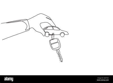 Single One Line Drawing Man Handing Over Keys Car Rental For Sale