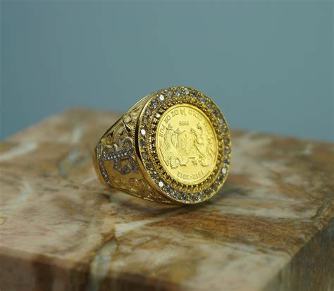 Coin Ring Big Mens Ring Signed Ring Monogram 18k Etsy Canada