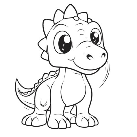 Cute Baby Dinosaur Coloring Pages Outline Sketch Drawing Vector Baby