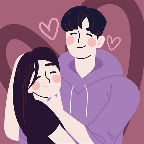 Dibujos Animados De Pareja Coreana Vector Premium