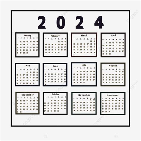 2024 Calendário Preto E Branco Calendário De Mesa Programação Simples