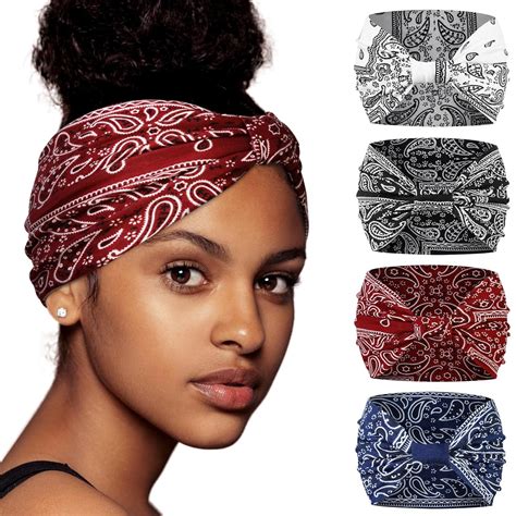 Huachi Wide Headbands For Women Black Stylish Floral Head