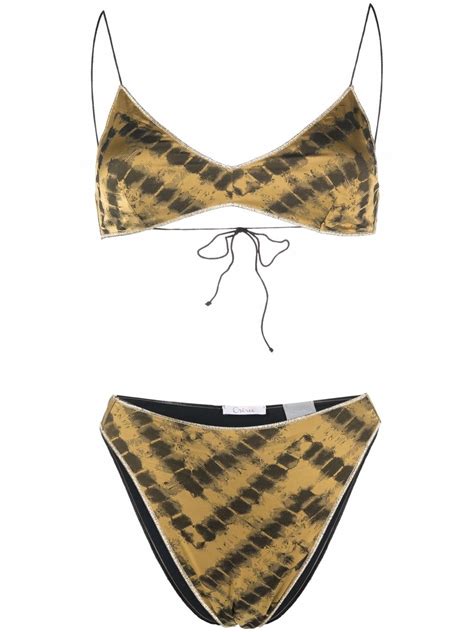 Oséree abstract print tie fastening Bikini Set Farfetch