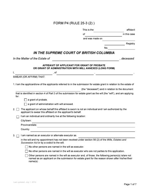 Fillable Probate Forms Bc Printable Forms Free Online