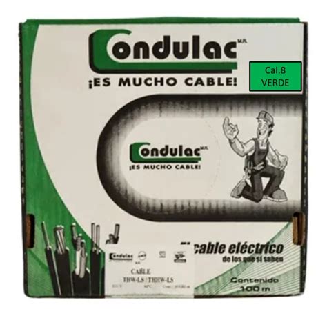 Caja 100 Mts Cable Verde Thw Cal 8 Awg 100 cobre Condulac Envío gratis