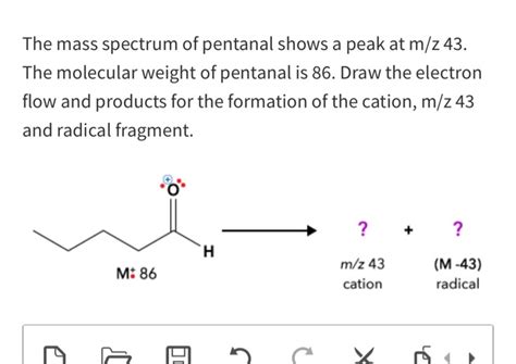 Solved The Mass Spectrum Of Pentanal Shows A Peak At Mz 43