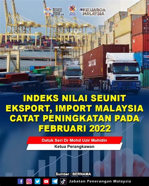 Indeks Nilai Seunit Eksport Import Malaysia Catat Peningkatan Pada