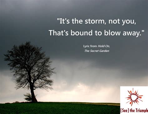 "It's the storm, not you, that's bound to blow away" - See the Triumph