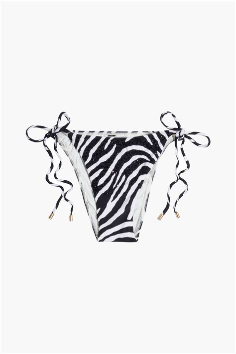 Vix Paula Hermanny Zebra Print Low Rise Bikini Briefs In Black Modesens