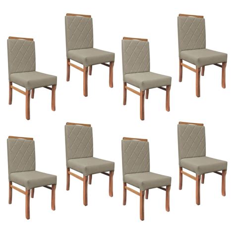Kit 8 Cadeiras Madeira Maciça Imbuia Londres Veludo Nude SOFA STORE MadeiraMadeira