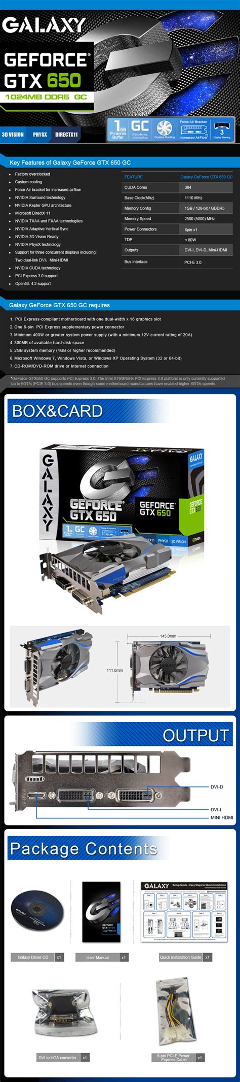 Buy Galaxy GeForce GTX 650 1GB GC [GXY-GTX650-1GD5-GC] | PC Case Gear ...
