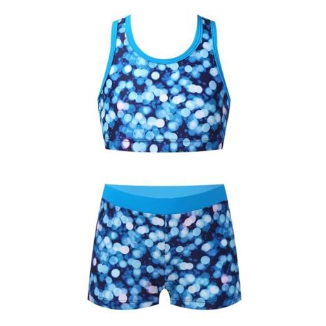 IEFIEL Enfant Fille Maillots de Bain Fille Pièces Tankini Bikini Imprimé avec Débardeur Short