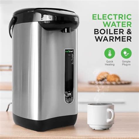 Nutrichef Hot Water Urn Pot Insulated Stainless Steel Auto Manual Dispense Auto Boiler Safety
