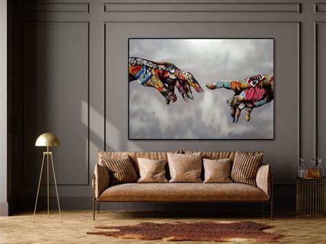 Creation Of Adam Wall Art Decor 100 Hand Painted Pop Art Etsy