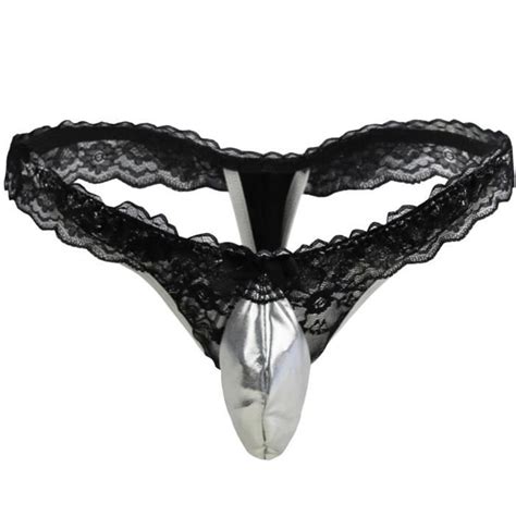 String Homme Sexy Dentelle Jockstrap Cuir Verni Slip Gay Sous V Tements