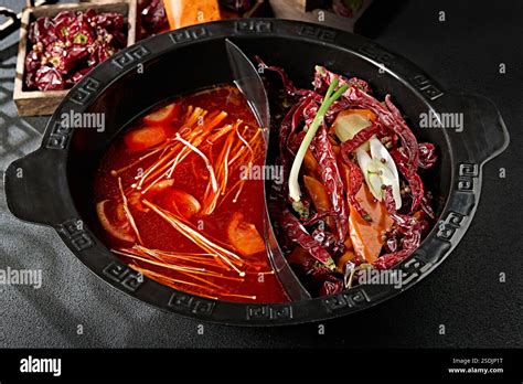Sichuan And Chongqing Hot Pot Spicy Hot Pot Tomato Hot Pot Stock Photo Alamy