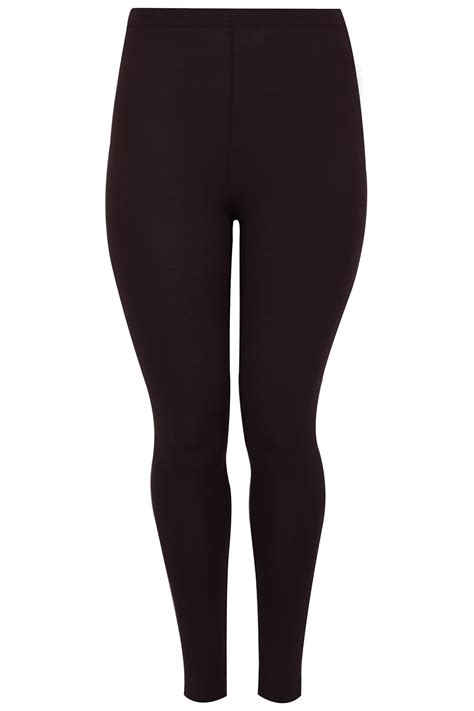 Dark Brown Viscose Elastane Full Length Leggings Plus Size 16 To 32