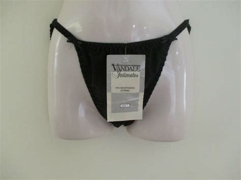 VINTAGE STRING BIKINI PANTIE VANDALE HONG KONG BLACK Gem