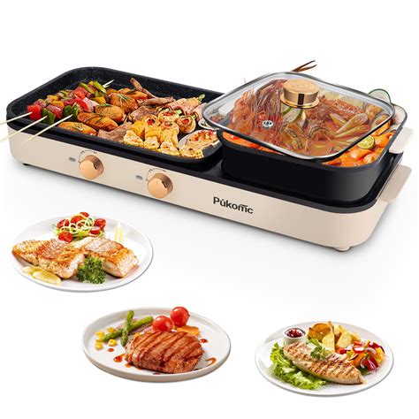 Susteas In Electric Hot Pot With Grill W Non Stick Removable Plate Temperature Control
