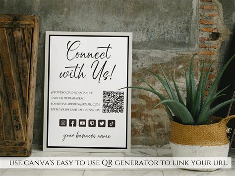 Editable Social Media Sign Template Editable Qr Code Scan Etsy