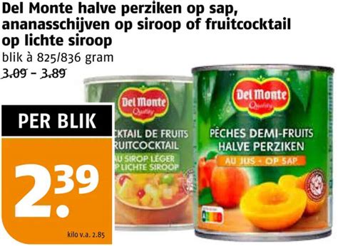 Del Monte Halve Perziken Op Sap Ananasschijven Op Siroop Of