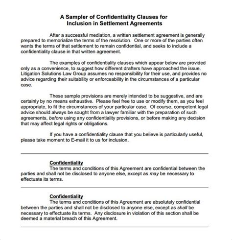 Free Confidentiality Agreement Templates Excel Pdf Formats