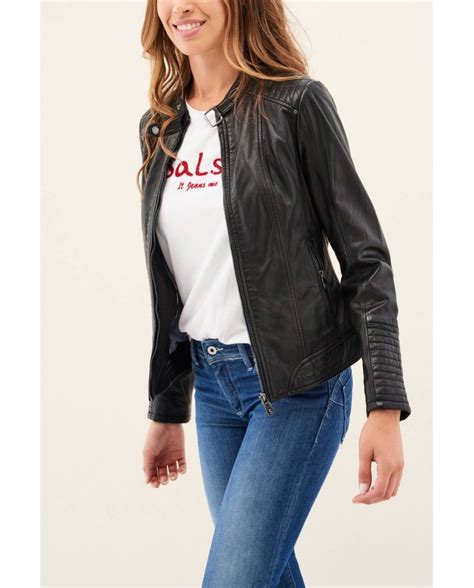 Chaqueta De Piel De Mujer Fit Regular De Color Negra Moda El Corte