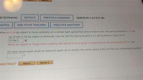 Solved Vhen a 4.10−kg object is hung vertically on a certain | Chegg.com