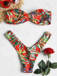 Leaf Print Twist Bandeau Bikini Set In MULTI J ZAFUL 2026