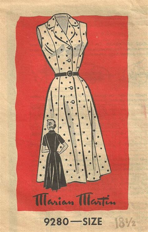 Vintage 50s Mail Order Sewing Pattern Marian Martin 9280 Dress Etsy