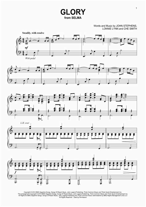 Glory Piano Sheet Music | OnlinePianist