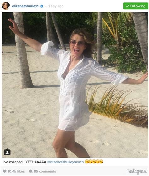 Liz Hurley Flaunts Her Ample Bust As She Sizzles In Skimpy Red Bikini Celebrity News Showbiz