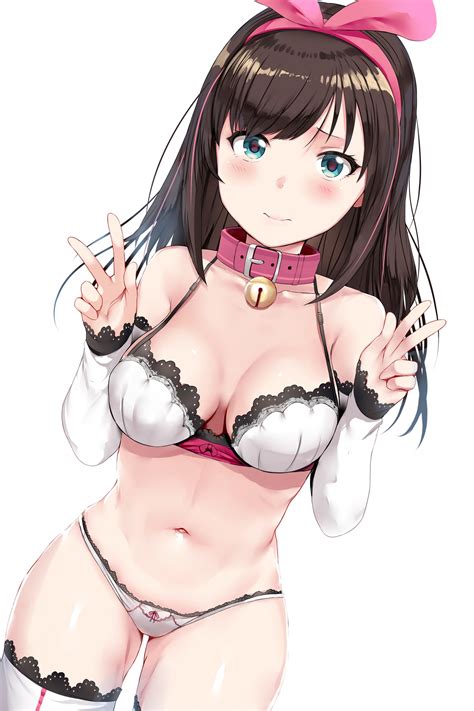 Wallpaper White Background Bra Cleavage Hews Kizuna Ai Panties