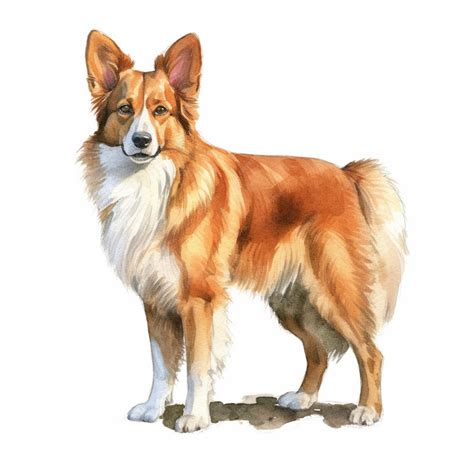Premium AI Image | A watercolor painting of a red and white dog