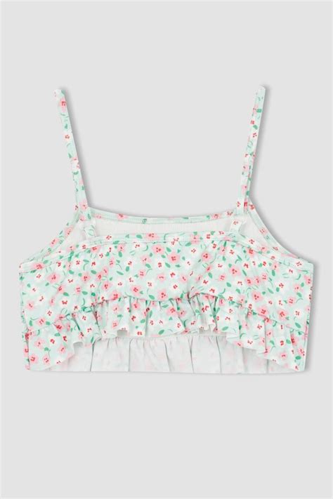 Beyaz Kız Çocuk Genç Kız Kız Çocuk Desenli Esnek Bikini Takımı 2474115 DeFacto