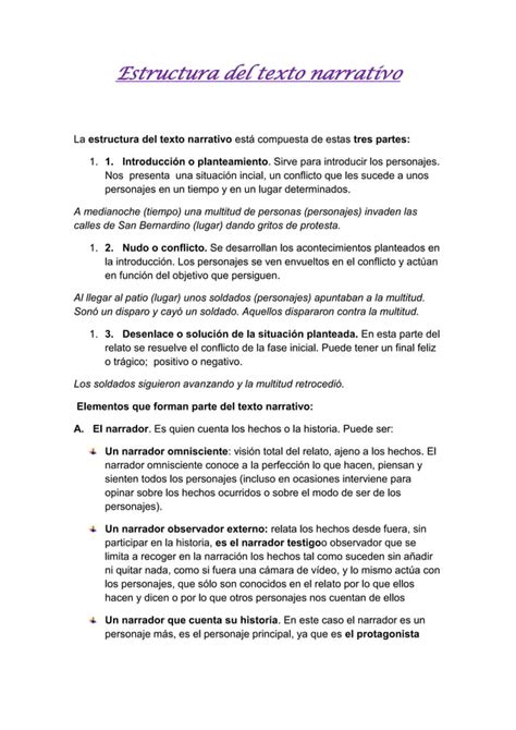 La Estructura Del Texto Narrativo Está Compuesta De Estas Tres Partes Pdf