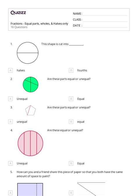 Fractions And Fair Shares Worksheets For St Year On Quizizz Free