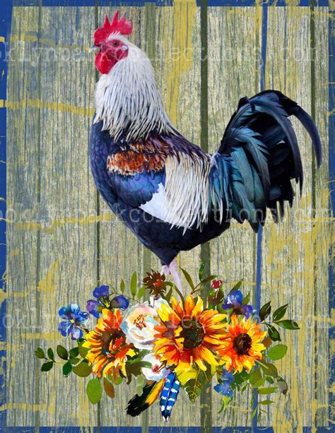 Rooster Sunflowers Farm SUBLIMATION TRANSFER Ready To Etsy